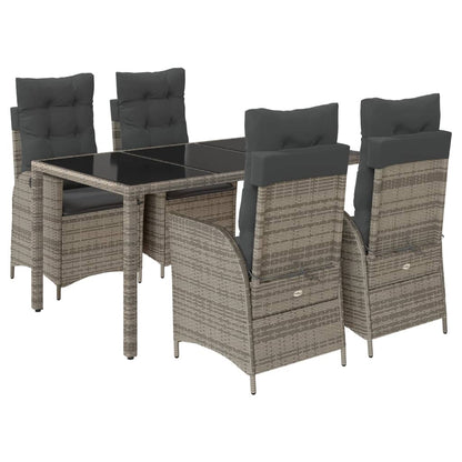 Set da Pranzo da Giardino 5 pz con Cuscini in Polyrattan Grigio | homemem39