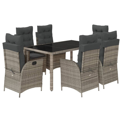 Set da Pranzo da Giardino 7 pz con Cuscini in Polyrattan Grigio | homemem39