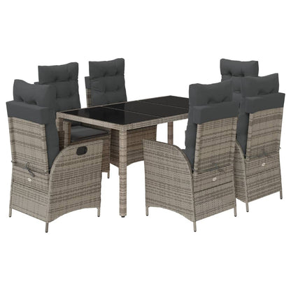 Set da Pranzo da Giardino 7 pz con Cuscini in Polyrattan Grigio | homemem39