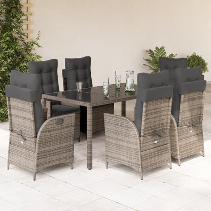 Set da Pranzo da Giardino 7 pz con Cuscini in Polyrattan Grigio - homemem39