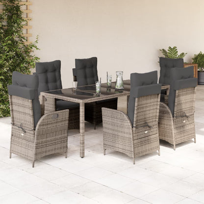 Set da Pranzo da Giardino 7 pz con Cuscini in Polyrattan Grigio | homemem39