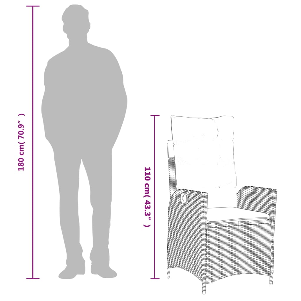 Set da Pranzo da Giardino 9 pz con Cuscini in Polyrattan Grigio - homemem39
