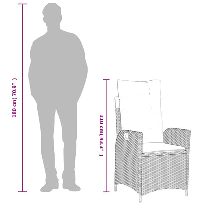 Set da Pranzo da Giardino 9 pz con Cuscini in Polyrattan Grigio - homemem39