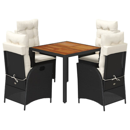 Set da Pranzo da Giardino 5 pz Nero con Cuscini in Polyrattan | homemem39
