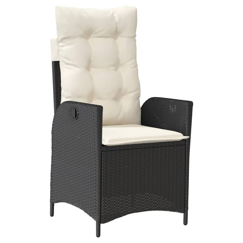 Set da Pranzo da Giardino 5 pz Nero con Cuscini in Polyrattan | homemem39