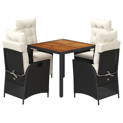 Set da Pranzo da Giardino 5 pz Nero con Cuscini in Polyrattan | homemem39
