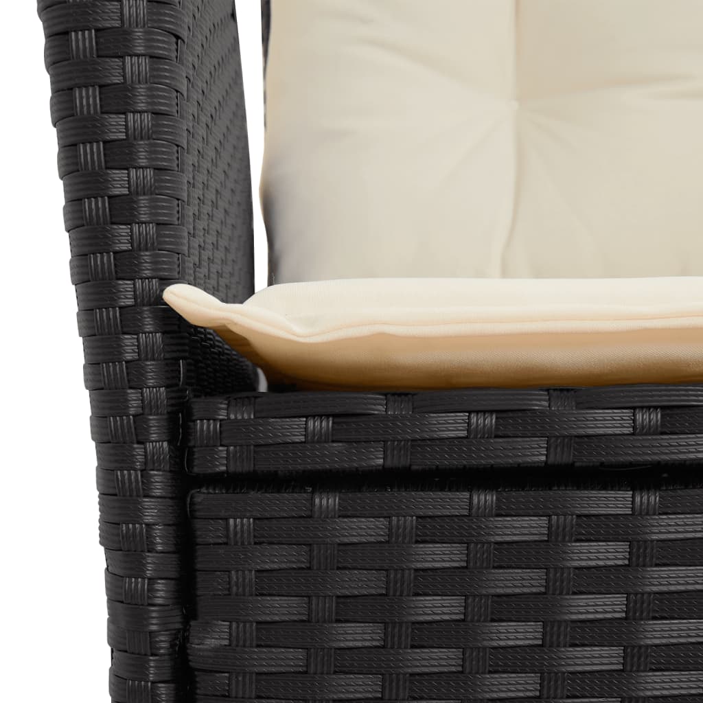 Set da Pranzo da Giardino 7 pz Nero con Cuscini in Polyrattan - homemem39