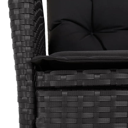Set da Pranzo da Giardino 3 pz con Cuscini Nero in Polyrattan | homemem39