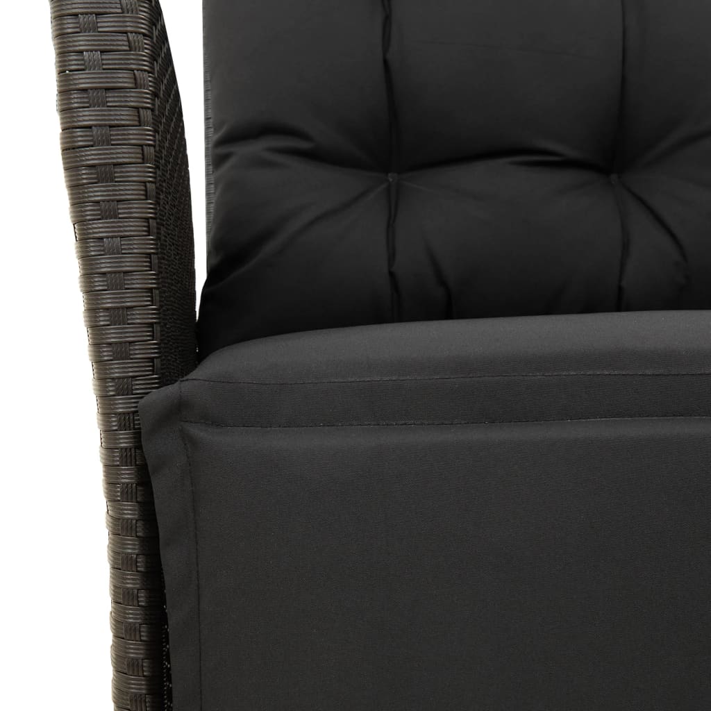 Set da Pranzo da Giardino 5 pz Nero con Cuscini in Polyrattan | homemem39