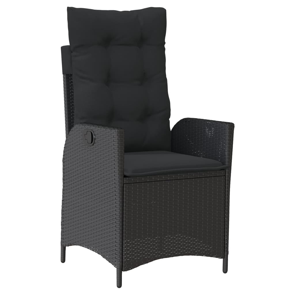 Set da Pranzo da Giardino 7 pz Nero con Cuscini in Polyrattan - homemem39