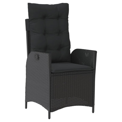 Set da Pranzo da Giardino 9 pz con Cuscini Nero in Polyrattan | homemem39