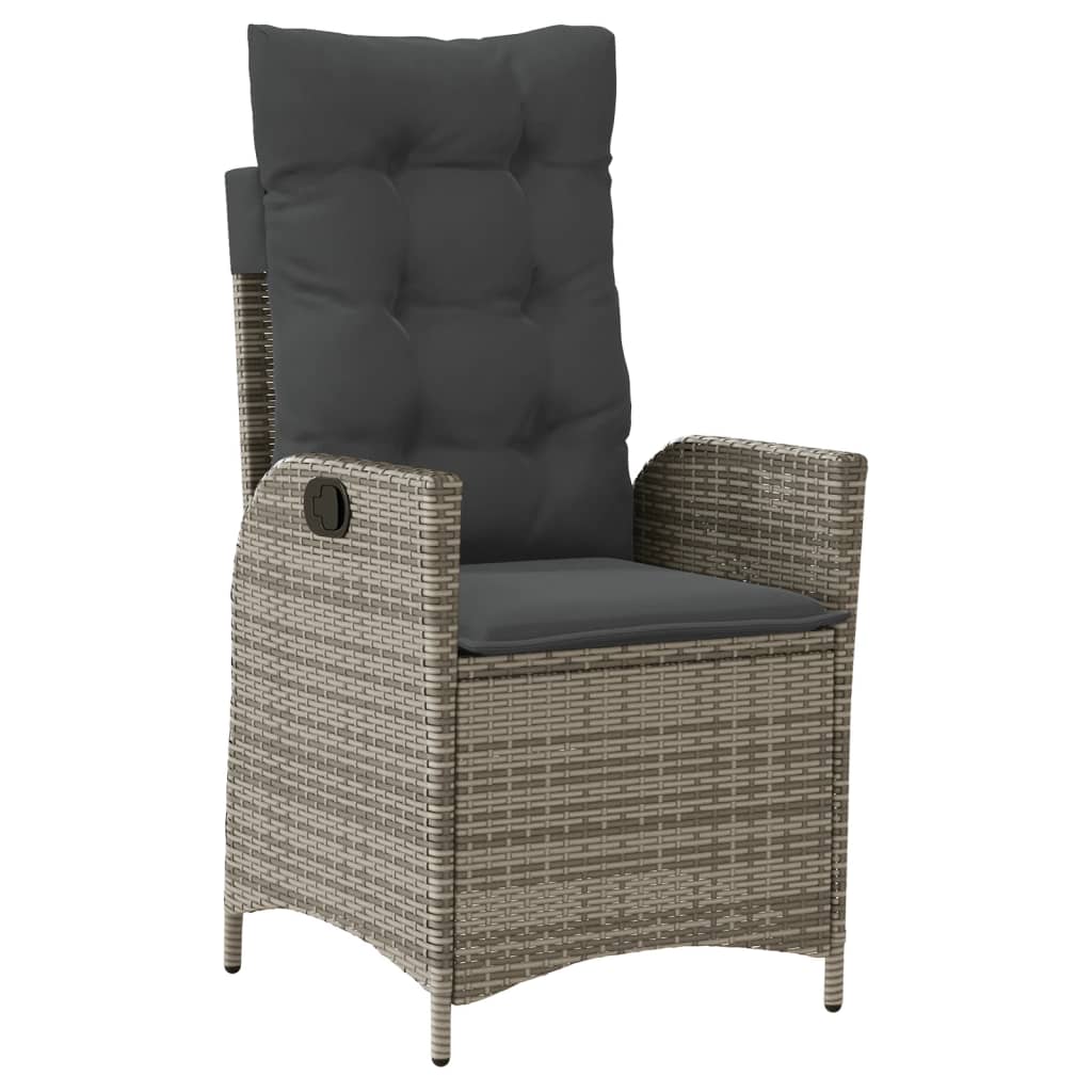 Set da Pranzo da Giardino 5 pz con Cuscini in Polyrattan Grigio - homemem39