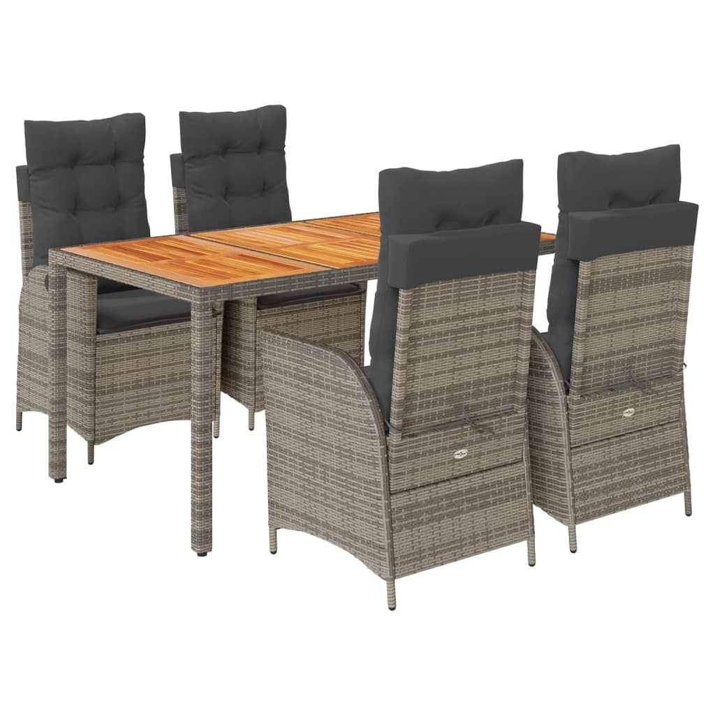 Set da Pranzo da Giardino 5 pz con Cuscini in Polyrattan Grigio | homemem39