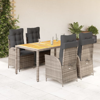 Set da Pranzo da Giardino 5 pz con Cuscini in Polyrattan Grigio | homemem39