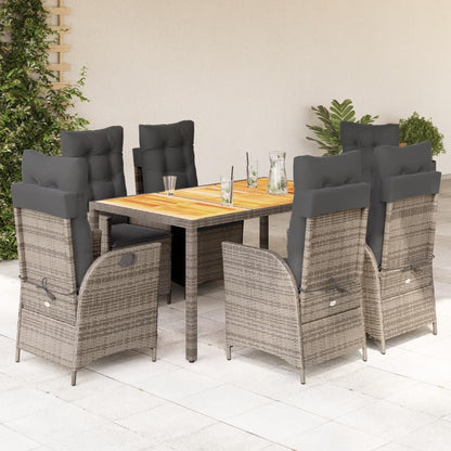 Set da Pranzo da Giardino 7 pz con Cuscini in Polyrattan Grigio | homemem39