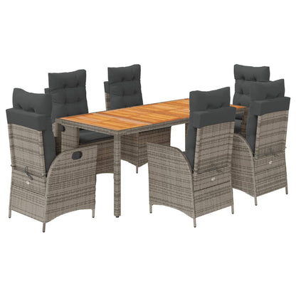 Set da Pranzo da Giardino 7 pz con Cuscini in Polyrattan Grigio | homemem39
