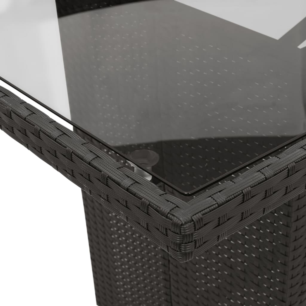 Set da Pranzo da Giardino 9 pz con Cuscini Nero in Polyrattan - homemem39