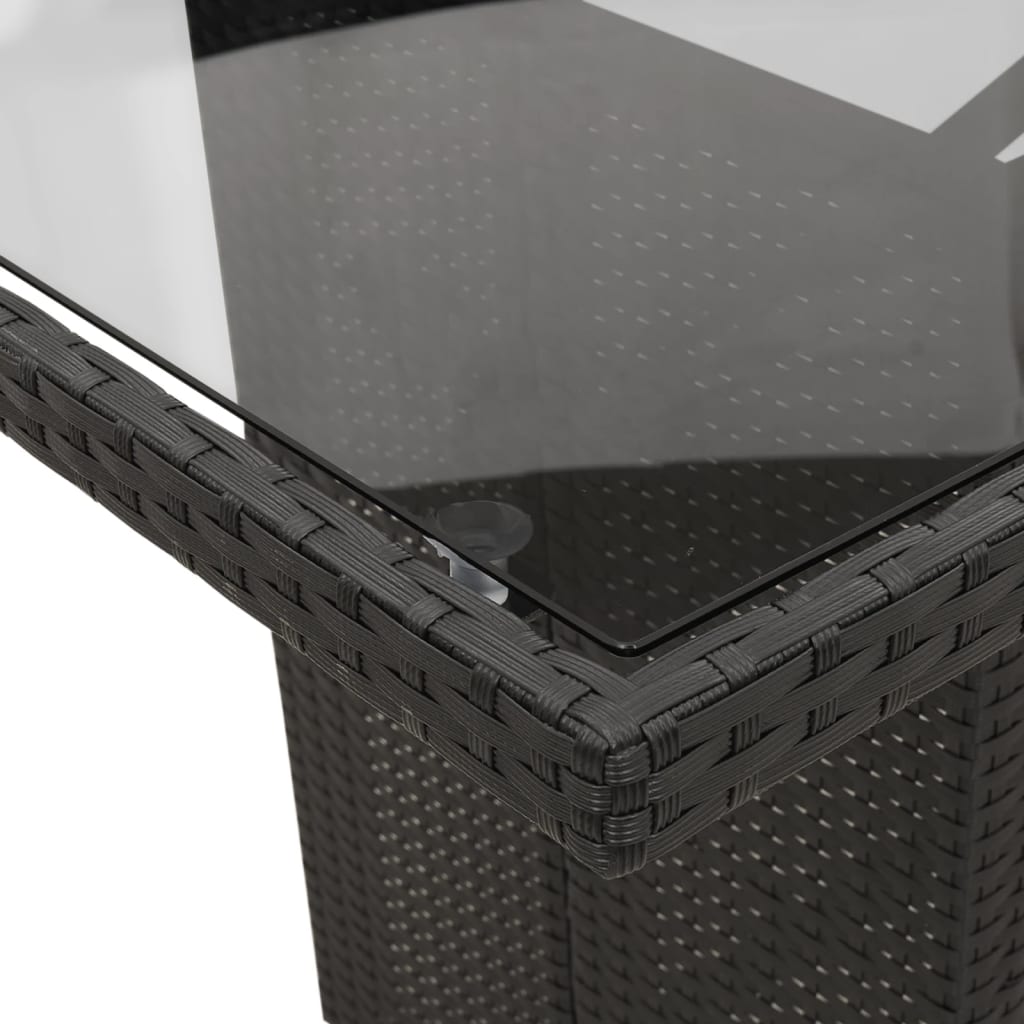 Set da Pranzo da Giardino 7 pz Nero con Cuscini in Polyrattan - homemem39