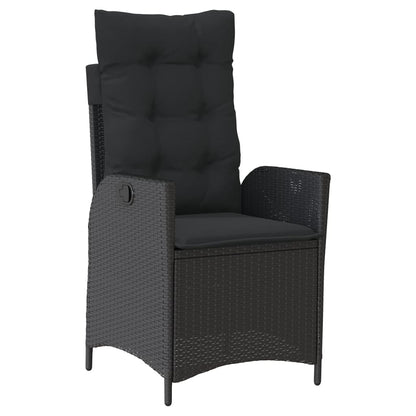 Set da Pranzo da Giardino 9 pz con Cuscini Nero in Polyrattan | homemem39