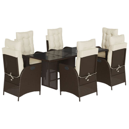 Set da Pranzo da Giardino 7pz con Cuscini in Polyrattan Marrone | homemem39