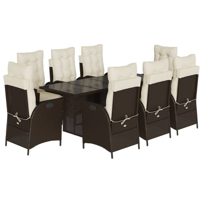 Set da Pranzo da Giardino 9pz con Cuscini Marrone in Polyrattan | homemem39