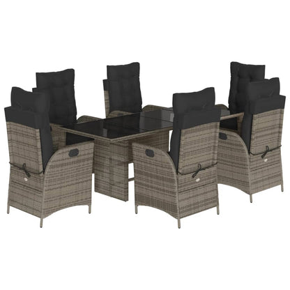 Set da Pranzo da Giardino 7 pz con Cuscini in Polyrattan Grigio - homemem39