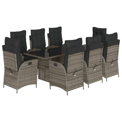 Set da Pranzo da Giardino 9 pz con Cuscini in Polyrattan Grigio | homemem39