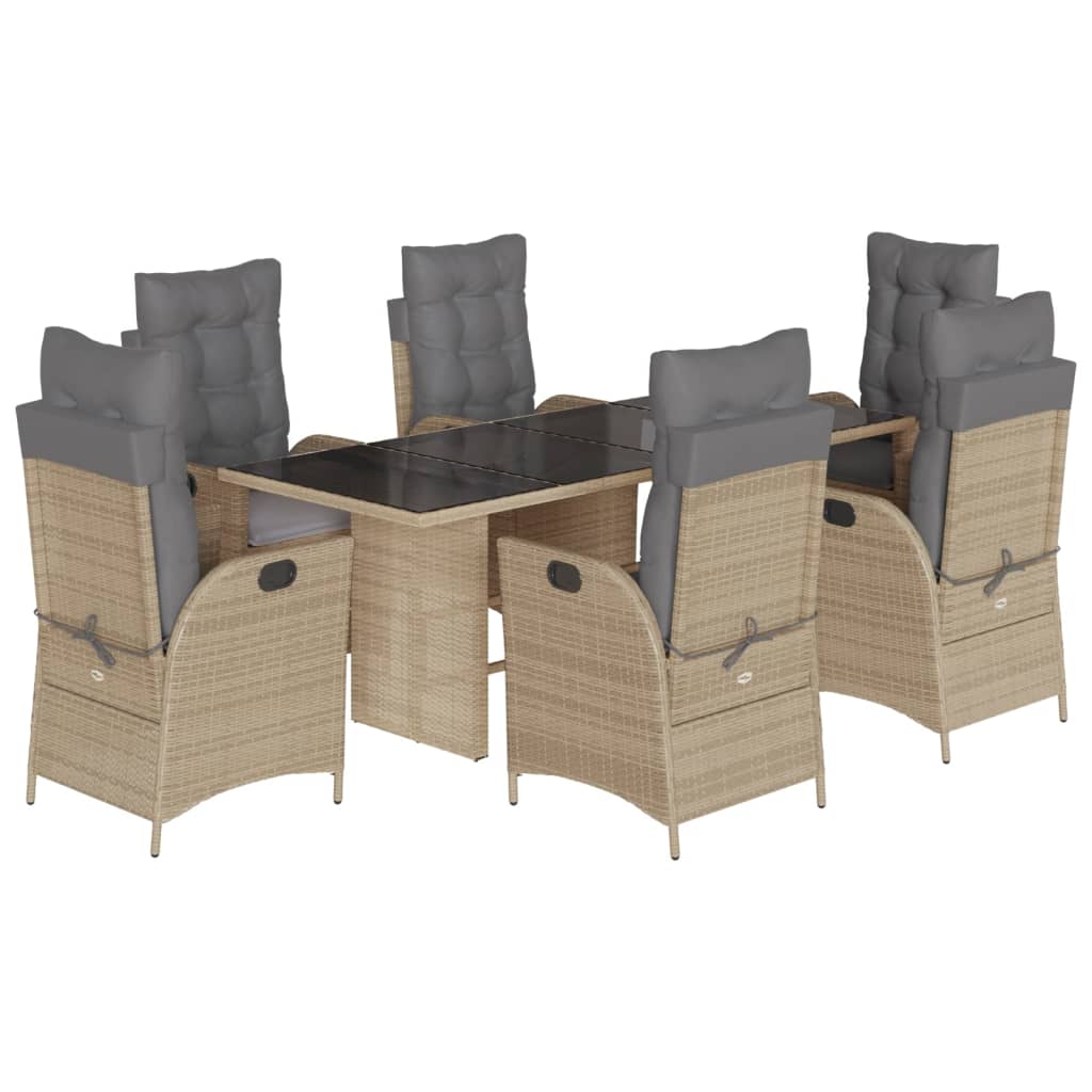 Set Pranzo da Giardino 7 pz con Cuscini Beige Misto Polyrattan | homemem39