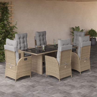 Set Pranzo da Giardino 7 pz con Cuscini Beige Misto Polyrattan | homemem39