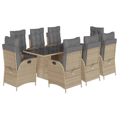 Set Pranzo da Giardino 9 pz con Cuscini Beige Misto Polyrattan | homemem39