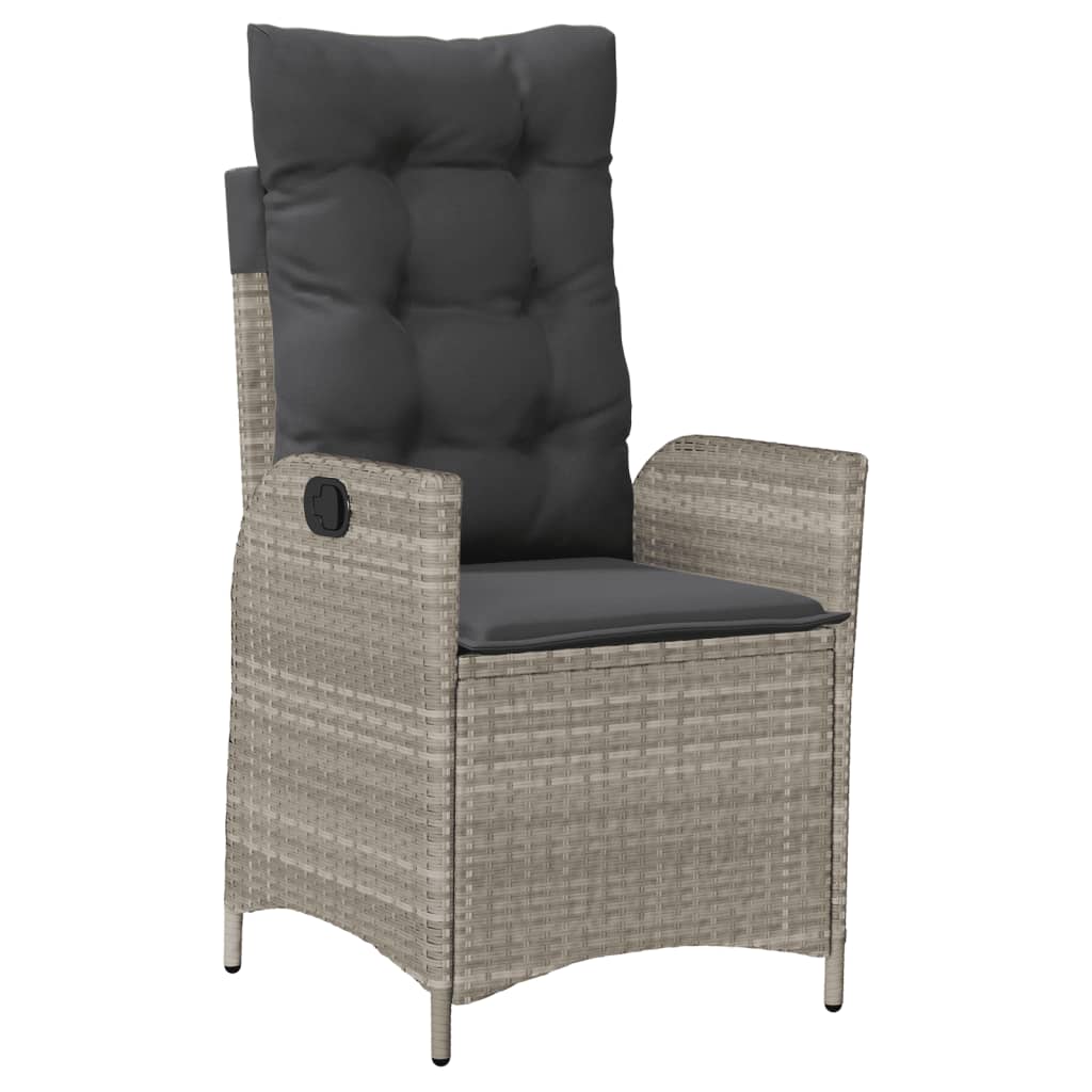 Set Pranzo da Giardino 9pz con Cuscini Grigio Chiaro Polyrattan | homemem39