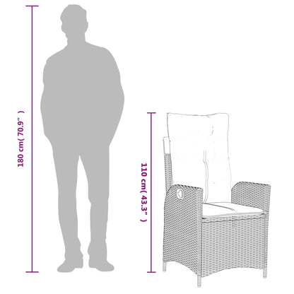 Set Pranzo da Giardino 9pz con Cuscini Grigio Chiaro Polyrattan | homemem39