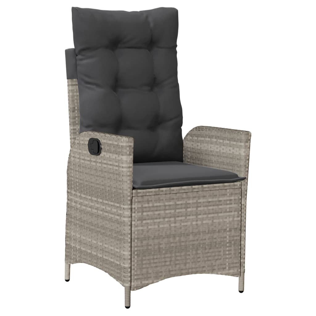 Set Pranzo da Giardino 9pz con Cuscini Grigio Chiaro Polyrattan - homemem39