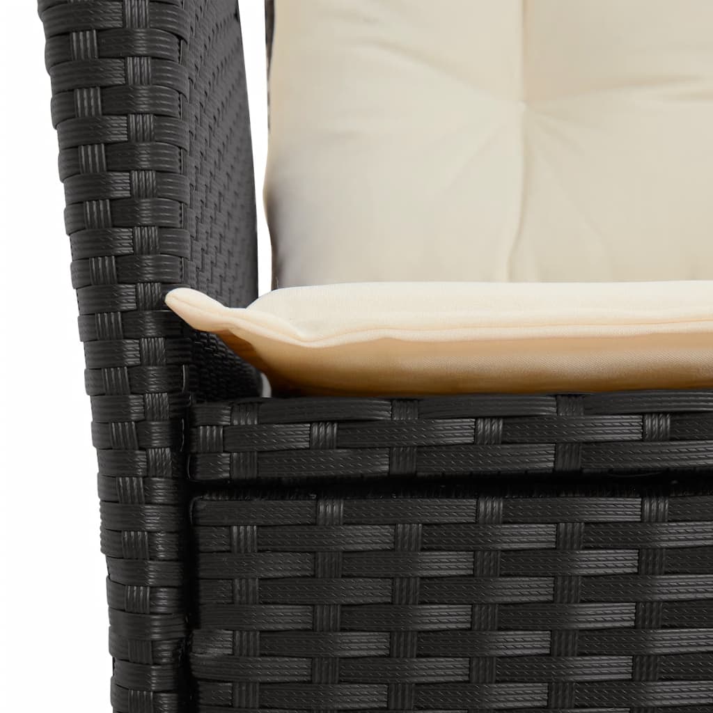 Set da Pranzo da Giardino 7 pz Nero con Cuscini in Polyrattan | homemem39