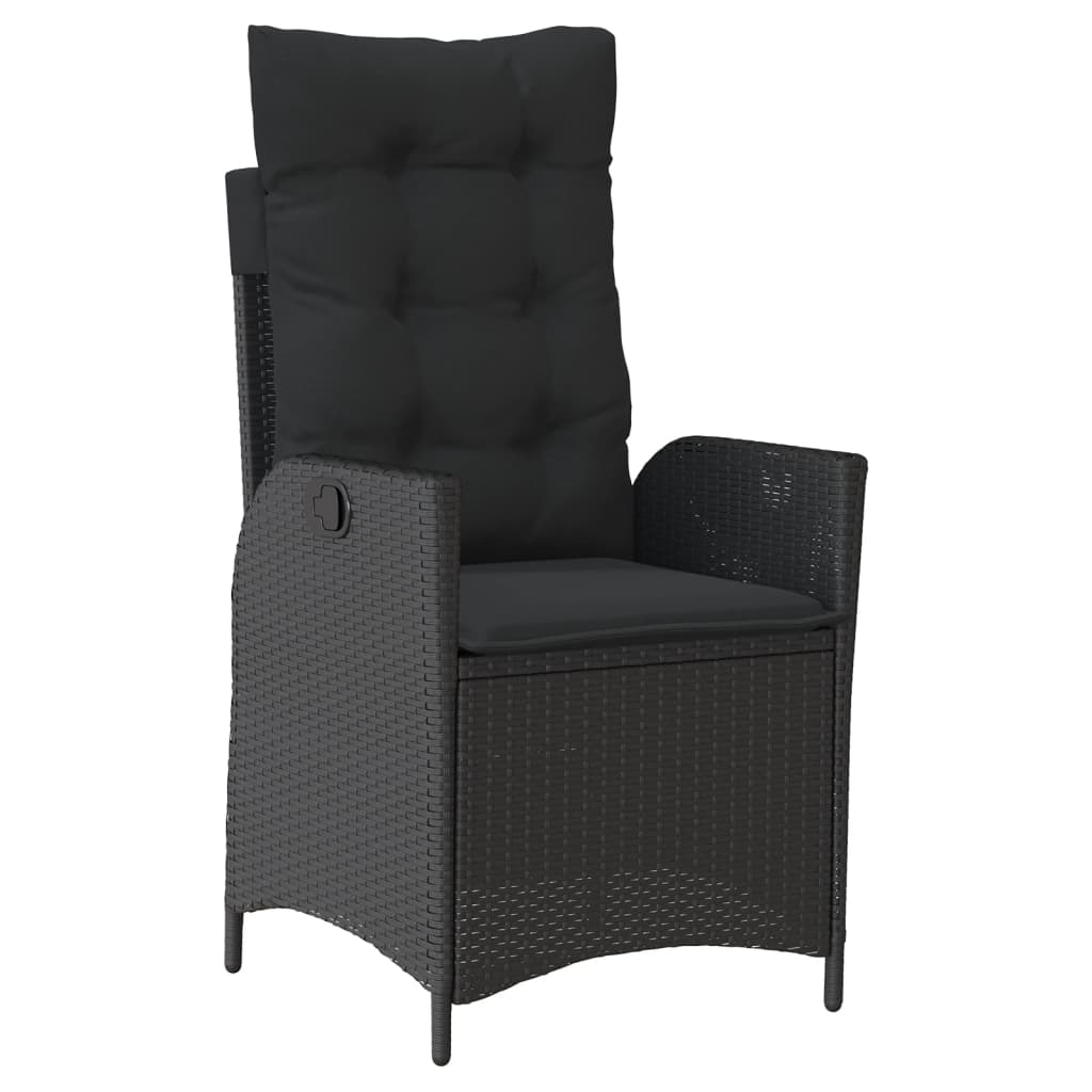 Set da Pranzo da Giardino 9 pz con Cuscini Nero in Polyrattan | homemem39