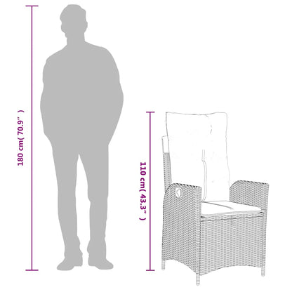 Set da Pranzo da Giardino 9 pz con Cuscini Nero in Polyrattan | homemem39