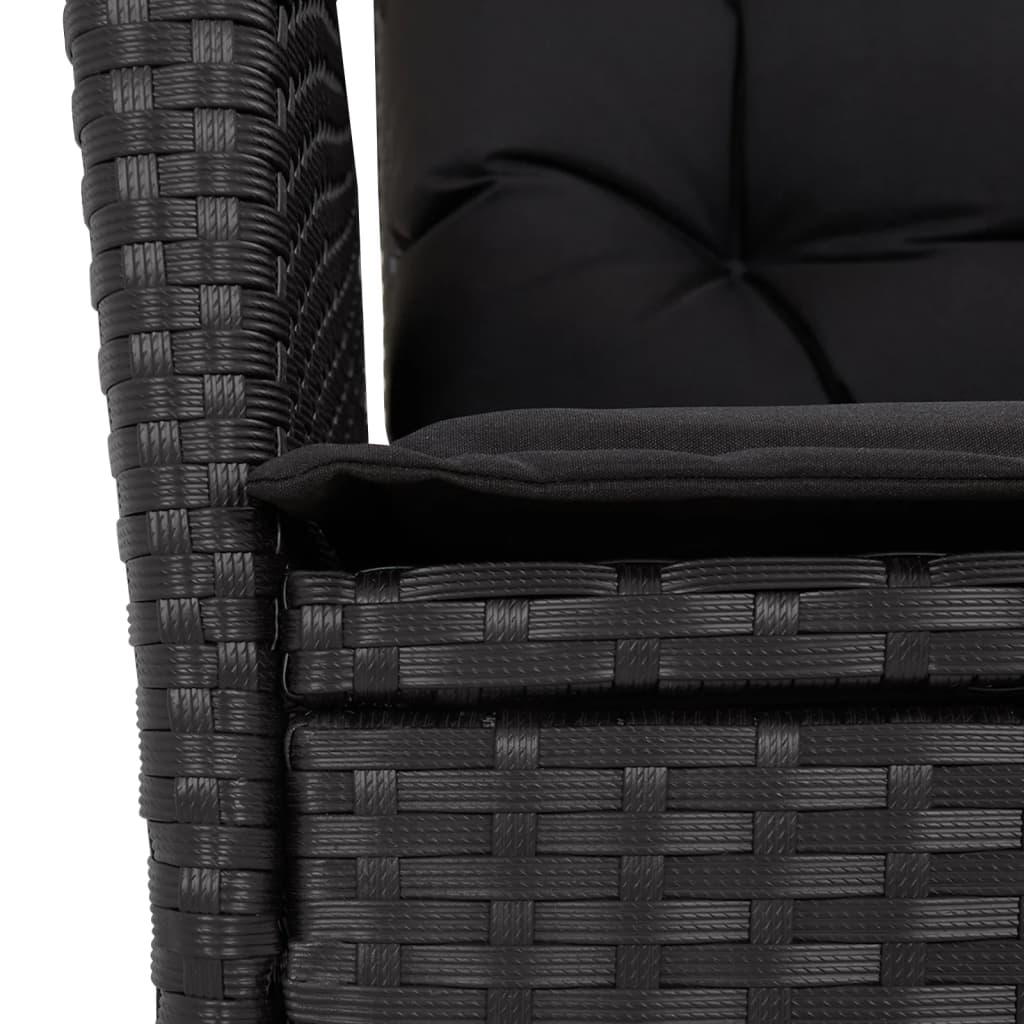 Set da Pranzo da Giardino 9 pz con Cuscini Nero in Polyrattan | homemem39