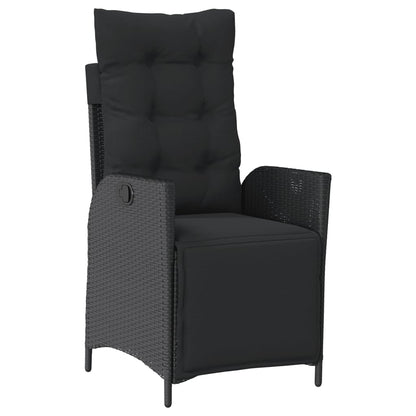 Set da Pranzo da Giardino 9 pz con Cuscini Nero in Polyrattan | homemem39