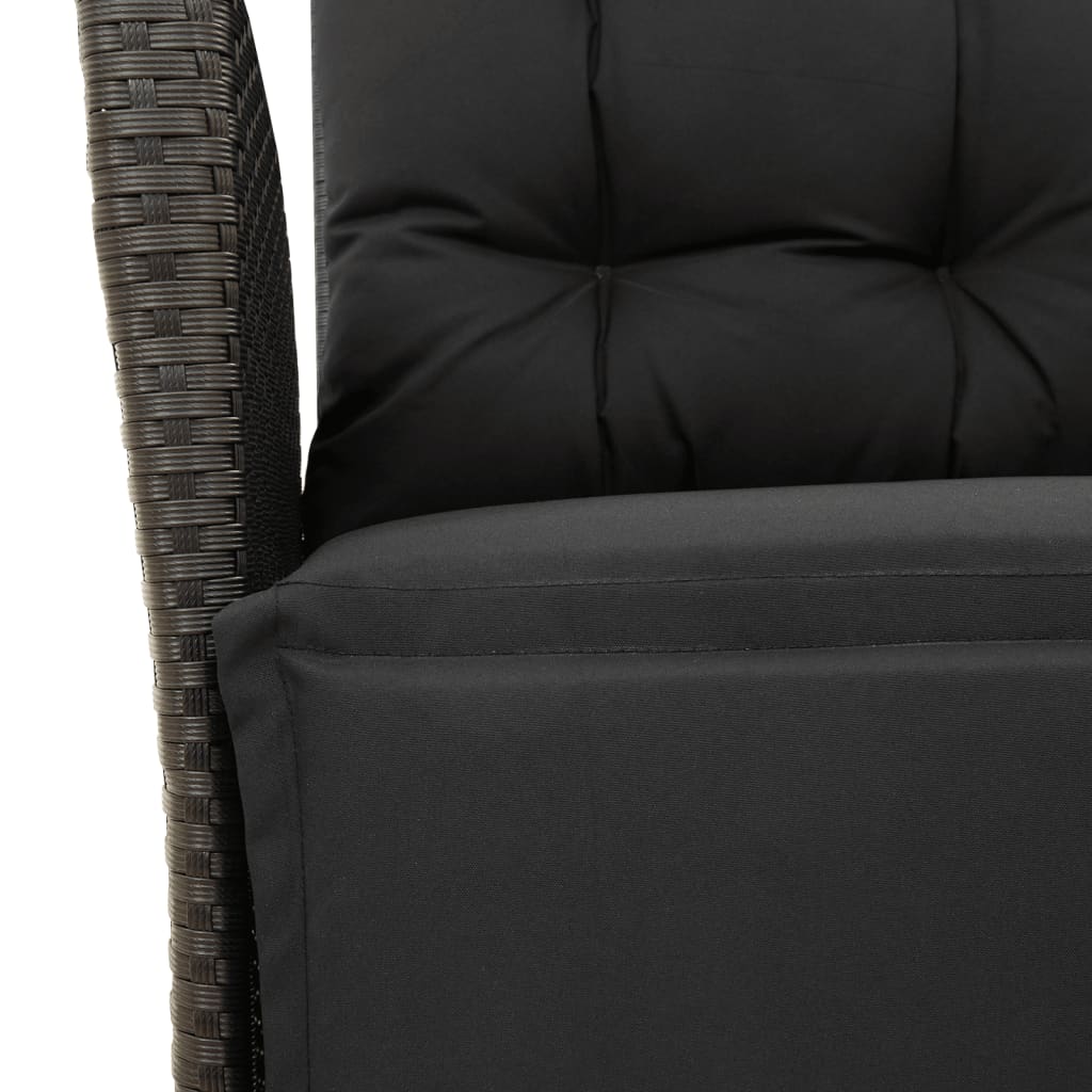 Set da Pranzo da Giardino 9 pz con Cuscini Nero in Polyrattan - homemem39