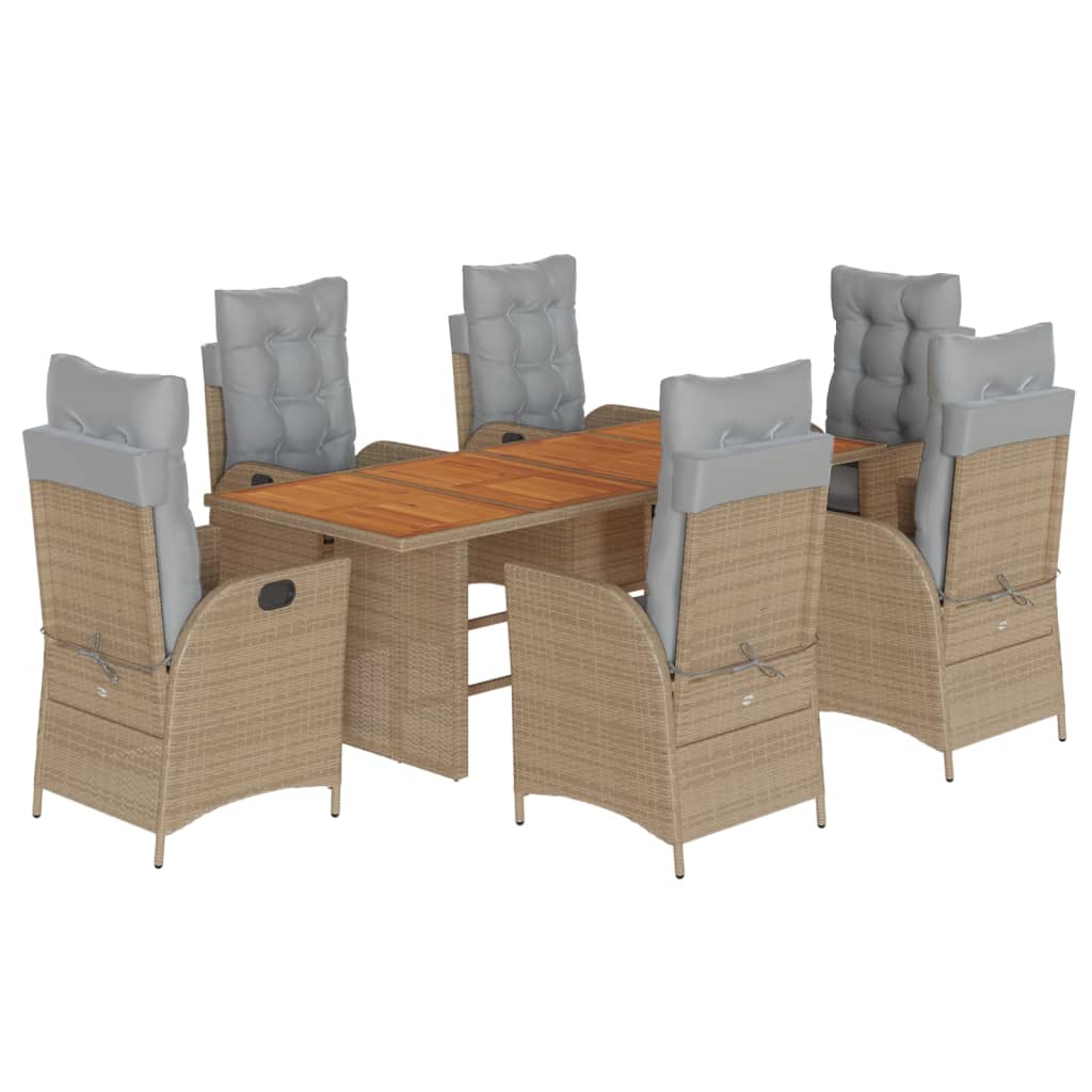 Set Pranzo da Giardino 7 pz con Cuscini Beige Misto Polyrattan | homemem39