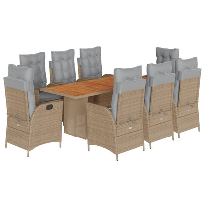 Set Pranzo da Giardino 9 pz con Cuscini Beige Misto Polyrattan | homemem39