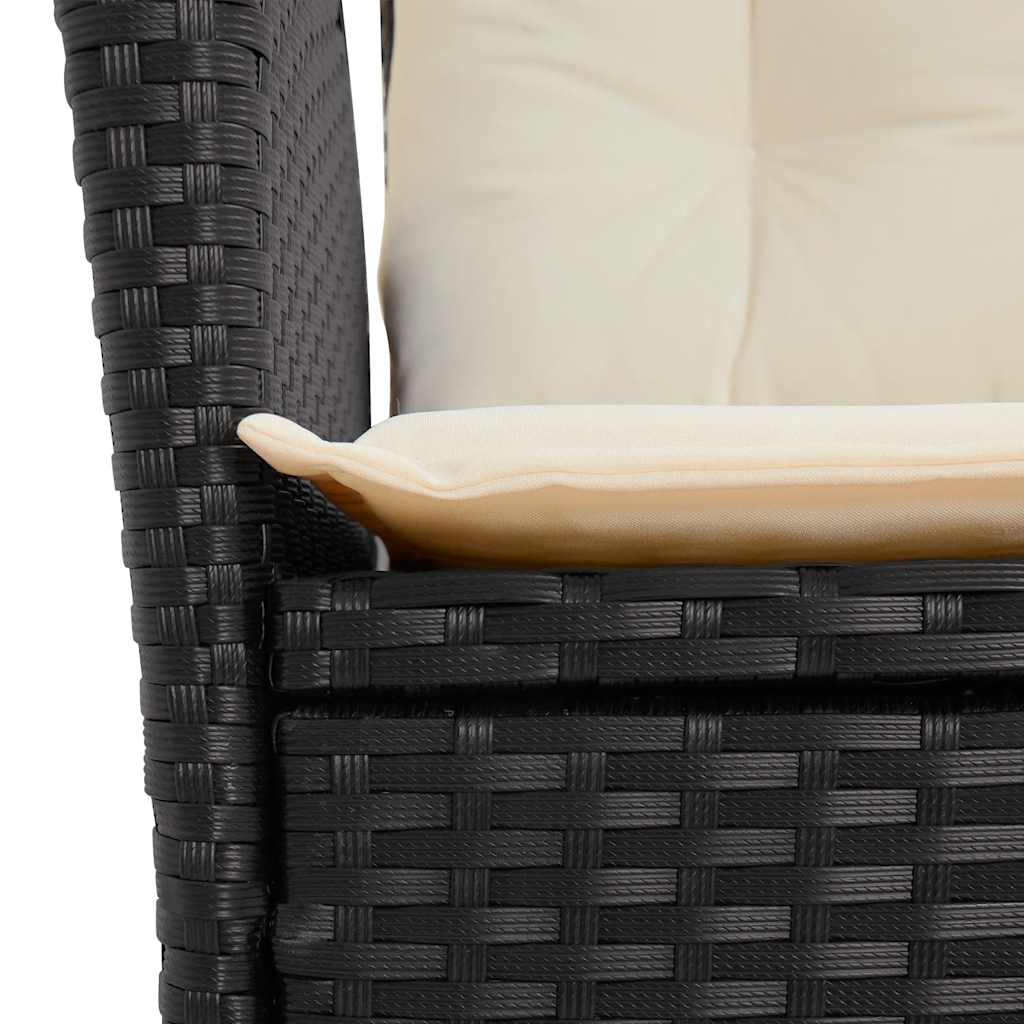 Set da Pranzo da Giardino 7 pz Nero con Cuscini in Polyrattan - homemem39