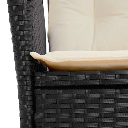 Set da Pranzo da Giardino 7 pz Nero con Cuscini in Polyrattan - homemem39