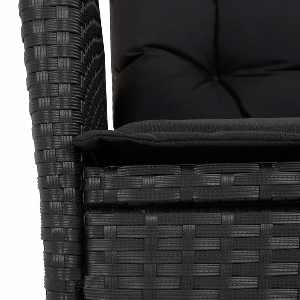 Set da Pranzo da Giardino 7 pz Nero con Cuscini in Polyrattan - homemem39