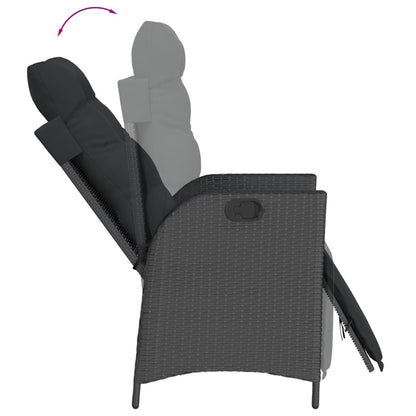Set da Pranzo da Giardino 9 pz con Cuscini Nero in Polyrattan - homemem39