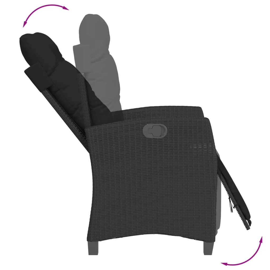 Set da Pranzo da Giardino 5 pz Nero con Cuscini in Polyrattan | homemem39