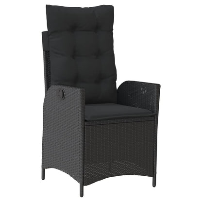 Set da Pranzo da Giardino 7 pz Nero con Cuscini in Polyrattan | homemem39