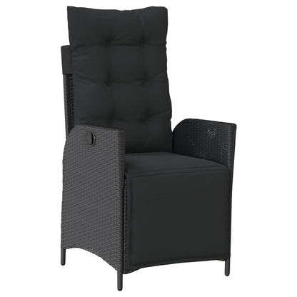 Set da Pranzo da Giardino 7 pz Nero con Cuscini in Polyrattan | homemem39