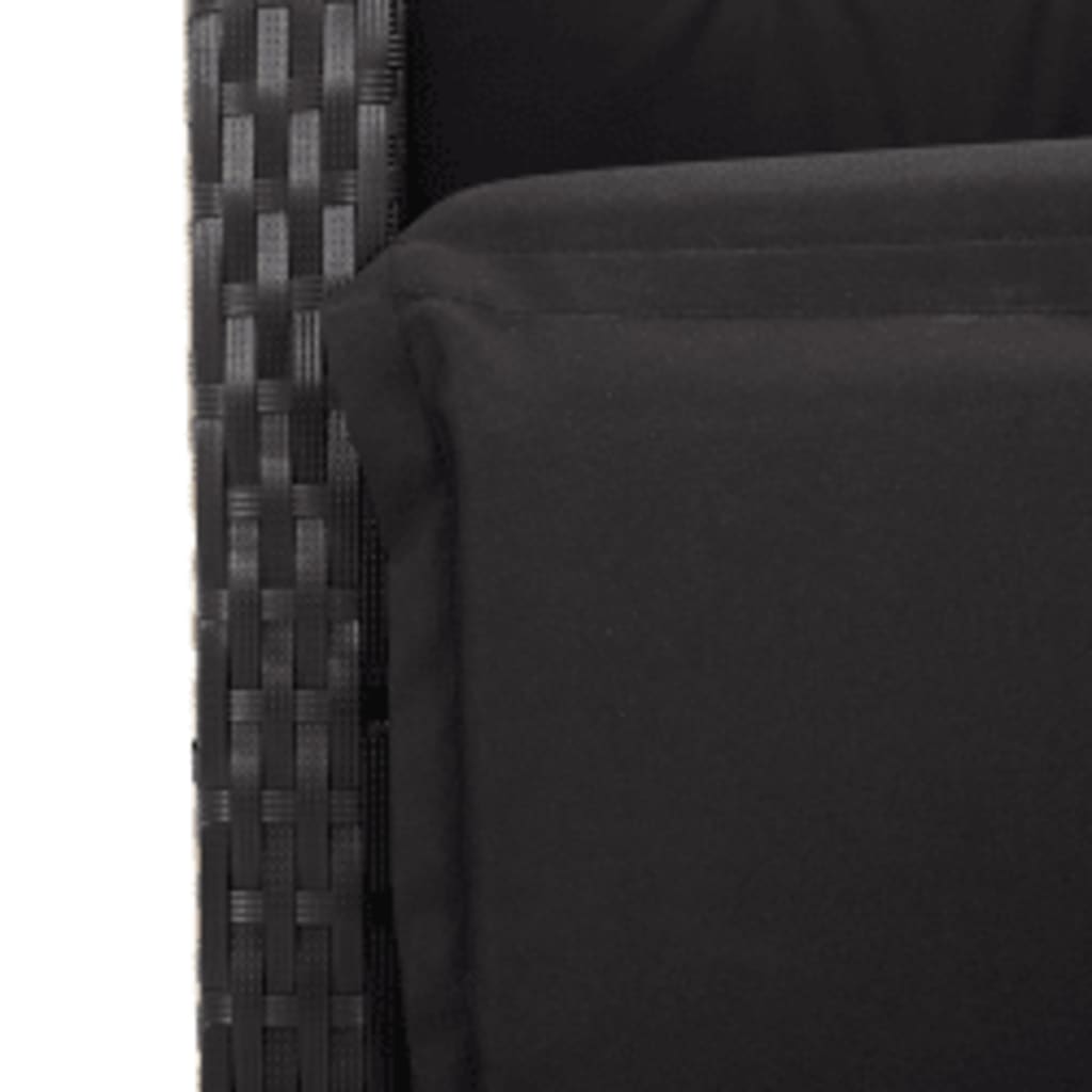 Set da Pranzo da Giardino 7 pz Nero con Cuscini in Polyrattan | homemem39