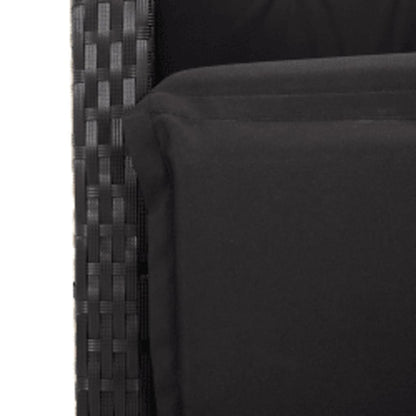 Set da Pranzo da Giardino 7 pz Nero con Cuscini in Polyrattan | homemem39